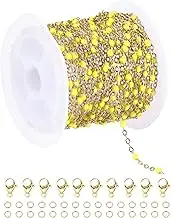 uxcell Stainless Steel Bead Chain, 16.4 Feet/5M Enamel Beaded Jewelry Link Cable Chains Spool Kit for Jewelry Making, Necklace, Bracelets, DIY Crafts (Gold/Yellow, Pack of 1)