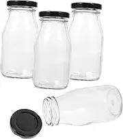 BESPORTBLE Milk Containers for Refrigerator 200ml Glass Milk Bottles Lids Leakproof for School Work