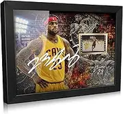 ORIMAMI Signed Black Superstar LeBron James Poster Framed Photo Decor with 1x35mm Film Display,Cool Gifts for Basketball Lover/LeBron James Fans - 8x6 Inches