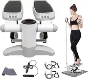 Li Fitness Portable Stair Stepper for Exercise - Mini Stepper Fitness Equipment with LCD Monitor, Resistance Bands and Floor Mat