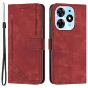 Stand Flip Case for Transsion Tecno Spark 10 Pro Skin-touch Imprinted Lines Wallet Phone Cover