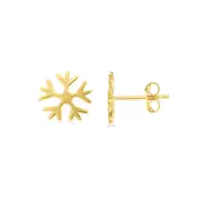 14k Yellow Gold Snow Flake Stud Earrings
