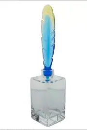 Daum France Pate De Verre Blue Feather Large Perfume Bottle Hilton McConnico