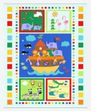 PRE QUILTED BABY QUILT PANEL * NOAH'S ARK * NEW * FREE POST *