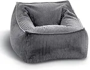Bean Bag Chair (No Filler) Corduroy Bean Bag Sofa Cover Beanbag Couch Pouf Sofa Case Adults Beanbag Chair Lazy Armchair Couch Floor Seating Living Room Furniture for Adults Teens(Light Gray)