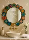 Agate Slice Round Mirror – Multicolor Handmade Luxury Wall Mirror – wall mirror