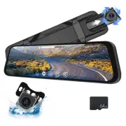 9.66" Mirror Dash Cam Rear View Mirror Camera Front and Rear 1080P Backup Cam...