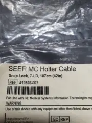 GE SEER MC Holter Cable, Snap Lock, 7-LD, 107cm(42in) REF : 419598-007 New