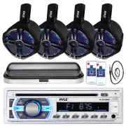 PLCD43MRB USB AUX Bluetooth Radio, Marine 8" 260W LED Speakers, Cover, Antenna