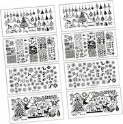 ABOOFAN 8pcs Nail Plate Nail Beauty Tool Diy Nail Template Decal Plate Christmas Nail Stamping Kit Christmas Image Plates Christmas Nail Art Template Printing Stainless Board