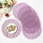 Purple Round Placemats Set of 6 for Dining Table 15 Inch Paper Woven Boho Dec...