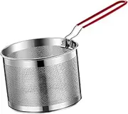Generic Stainless Steel Fry Basket Deep Frying French Chip Frying Net Practical Food Colander with Handle for Chicken Wing Pasta, 18cm