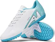[KUUK] Men's Women's Football Boots Teenagers Football Shoes Artificial Grass Indoor Shoes Football Turf Indoor Outdoor AG FG TF Competition Training Shoes Unisex, 2286 Tf White, 7.5 AU