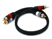 2 pack 1.5 Feet 2 RCA Plug/2 RCA Plug M/M 22AWG Cable - Black