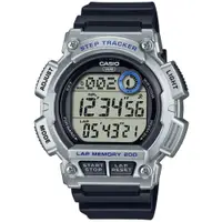 在飛比找蝦皮商城優惠-【CASIO】卡西歐野戰電子計步運動膠帶錶-黑銀(WS-21