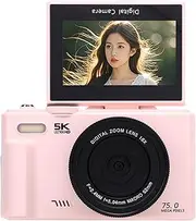 Sxhlseller Digital Camera, 5K 75MP Vlogging for Photography with 32GB Card,18X Zoom Video Recorder with LED Light,Portable Compact Point and Shoot Digital Camera