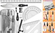 Geometry Compasses Set with Maths Protractor, Set Squares, Ruler, Black