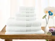 7 Piece Ultra-Light Cotton Bath Towel in White