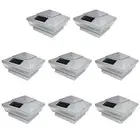 8 Pack Silver Outdoor Garden 4 x 4 Solar 5-LED Post Deck Cap Square Fence Lig...