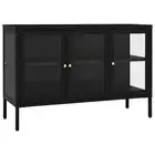 Sideboard Black 105X35x70 Cm Steel And Glass glass Sideboards & Buffets