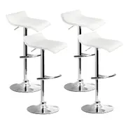 Set of 4 PU Leather Wave Style Bar Stools - White