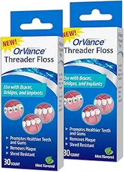 OrVance Threader Floss ­­­- Designed to Floss Through Braces, Bridges, and Implants – On The Go Floss - Easy and Effective Plaque Remover – 30 Count (Pack of 2)
