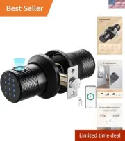 Smart Fingerprint Door Knob Keypad Touchscreen Bluetooth App Lock Security