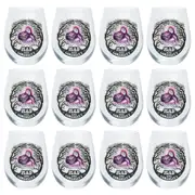 12PK Mad Cat Stemless Wine Glass Tumbler Cup Party Drinkware Clear
