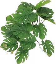 Alasum Hanging Leaf Ornament Artificial Plant Pendant for Reptile Terrarium Decor - Lizard Tank Hideout with Suction Cup for Bearded Dragon, Gecko, and Snake