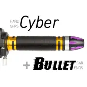 KiWAV Motorcycle Cyber Grips Gold with Bullet Bar Ends Purple/Silver