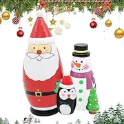 Nankoyal Holiday Nesting Dolls | Wooden Handmade Stacking Doll | Russian Nesting Doll Set, Christmas Figures Decoration for Holiday Home Decor