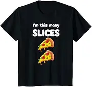 [X.Style] Kids Cute Pizza 2nd Birthday I'm This Many Slices 2-Year-Old ds1006 T-Shirt (S) Black