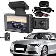 Dashboard Cam Front and Rear - 3 Inch Dashboard Camera High Definition for Car | Vehicle Loop Recording for Driving Safety 24H Parking Mode Wide Angle for Men, Women