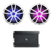 Infinity 10" 750W Marine LED Subwoofer (White, Pair), 300W Mono Amplifier