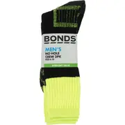 Bonds Mens No Hole Crew Socks Size 11-14 Assorted 3 pack