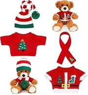 Geyoga 2 Set Christmas Doll Clothes Bear Stuffed Animals Clothes Cute Plush Bear DIY Sweater to Fit Most 10-12 Inches Plush Dolls for Stuffed Soft Toys
