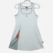 Adidas L NWT Classic White Climalite Tennis Dress Scoop Neck Gray Orange Detail