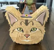 Tabby Kitty Cat /W Which Hat accessory | Mini 8” Piñata | Birthday Party Pinata