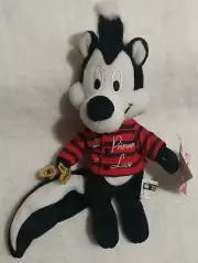 Pepe Le Pew, Le Prisoner of Love. Warner Bros Plush Beanie Bean Bag 9" 1998.
