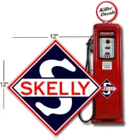12" EARLY NAVY BLUE SKELLY SHIELD GAS PUMP GASOLINE OIL DECAL