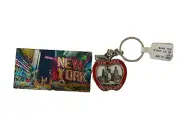 New York Times Square Magnet & Big Apple Tourist Key Chain Set 2 Pack