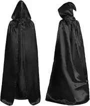 Ricjurzzty Unisex Adult Cloak with Hood Shiny Cape Halloween Wizard Hooded Cape Full Length Robe for Women Men Role Play Costume Dress-Up
