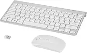 Ultra Thin Wireless Keyboard + Mouse Combo, Slim Waterproof 2.4GHz Wireless Keyboard and Mouse Kit for Home Computer Desktop Laptop Intelligent Televisions[Sliver]