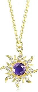 [Botrinal] Rapunzel Inspired Princess Necklace Tangled Princess Jewelry Halloween Christmas Purple Necklace Gift RASUNNKVT, Metal, Rhinestone