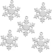 Stylish 5 Piece Pet Tag Christmas Tree Snowflake Pendants Stainless Steel Silver for Dogs Cats Collars