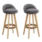 Artiss 2x Kitchen Bar Stools Wooden Stool Chair Swivel Barstools Fabric Grey NEW