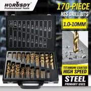 HORUSDY 170Pcs HSS Drill Bit Set Metric 1-10mm Titanium Coated Wood Metal