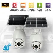 2x Elinz Wireless Solar Security 4G IP 1080P PTZ Outdoor Camera CCTV Waterproof Built-in Battery