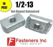 QTY 10 1/2-13 Hot Dipped Galvanized Strut Nuts W/O Spring Unistrut Channel P3010