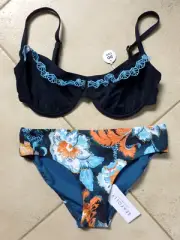 NEW Seafolly Bikini 10 Lucia DD U/wire Bra & Spring Festival Hipster Pant